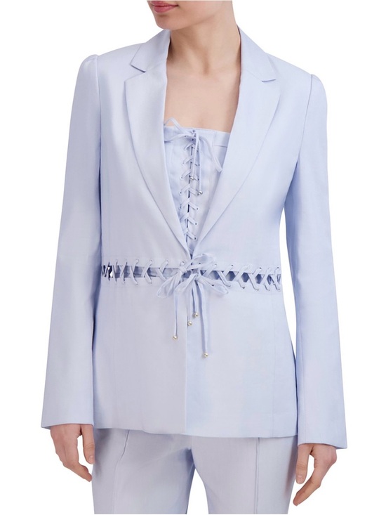 BCBG Jackets & Blazers - BCBG Light Blue Lace-Up Tailored Blazer
